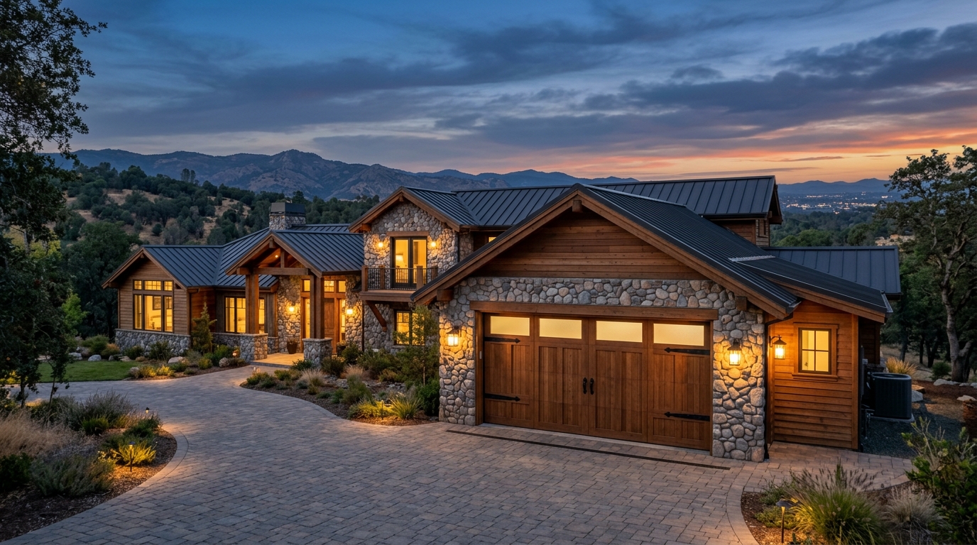 Orangevale Garage Door Service Exterior Closed Garage Door at Twilight